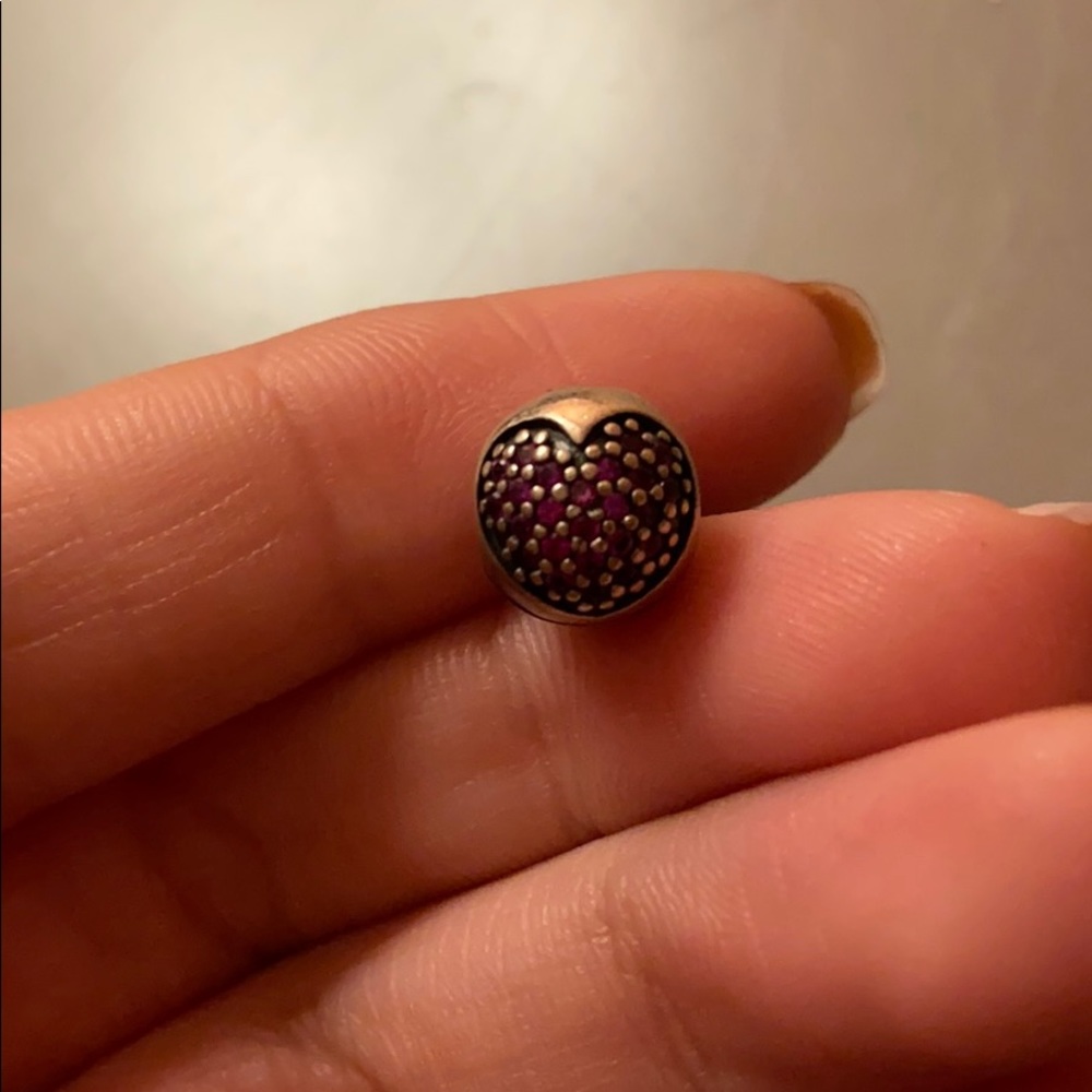 Purple heart sterling silver Pandora clip charm